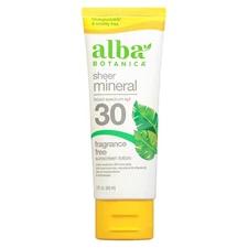 ALBA BOTÁNICA SHEER MINERAL FRAGRANCE FREE SUNSCREEN LOTION NEW 3 Fl Oz