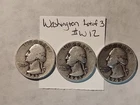 Washington Quarters-Mixed Dates & Mints-90% Silver-Nice-Lot of 3-See photos #W12