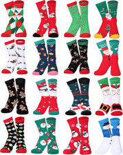 16 Pairs Christmas Socks Bulk Women Funny Colorful Holiday Socks for Adults Men,