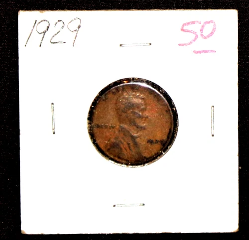 1929 CIRCULATED LINCOLN WHEAT-BACK PENNY - GRADES "FINE"
