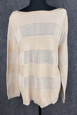 DKNY Women's Mixed Stitch Long Sleeve Sweater Blonde/ Beige XL NWT