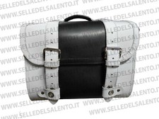 Bauletto borsa Vespa Lambretta borsone portapacchi vera pelle Bianco Nero 