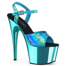7" Teal Blue Chrome Platform Heels Pole Dance Stripper Shoes Pleaser Adore-709