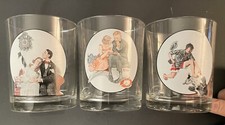 Three Medium Glasses from Norman Rockwell Collection, Date & Titled
