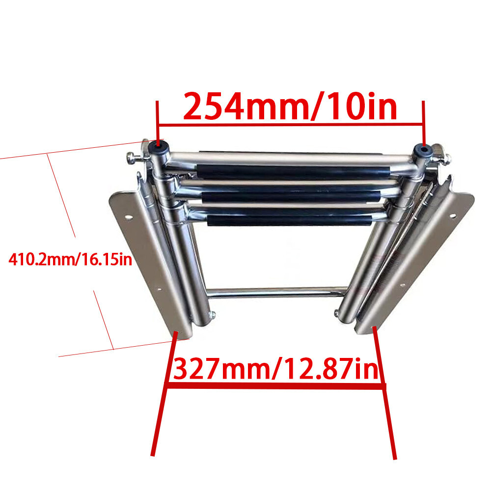 3 Step Telescoping Ladder Folding Stainless Steel Boat Boarding with Press-Type