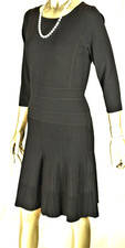 LAUREN RALPH LAUREN~NWT $179~BLACK FULL-BODIED KNIT FIT & FLARE DRESS-SZ:M