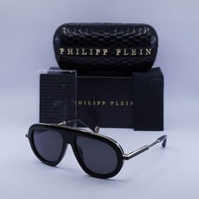 Philipp Plein SPP151M 0700 Shiny Black/Gold/Grey 57-16-145 Sunglasses New Aut...