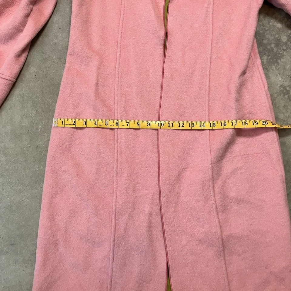 Harve Benard Trench Coat Womens 12 Pink Open Front Wool Blend Vtg Mid Length - Image 4 of 4