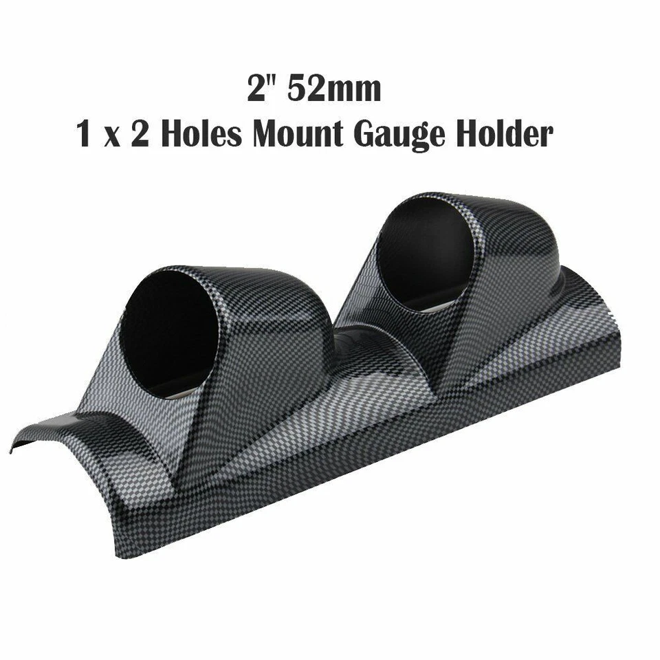 Universal 2" 52mm Left Driver Carbon Fiber A Pillar Pod Dual Hole Gauge Holder - Image 3 of 4