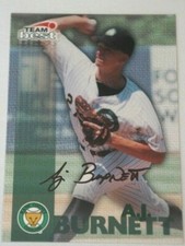 1999 Team Best A.J. BURNETT Autograph Certified Kane County Cougars Black Auto