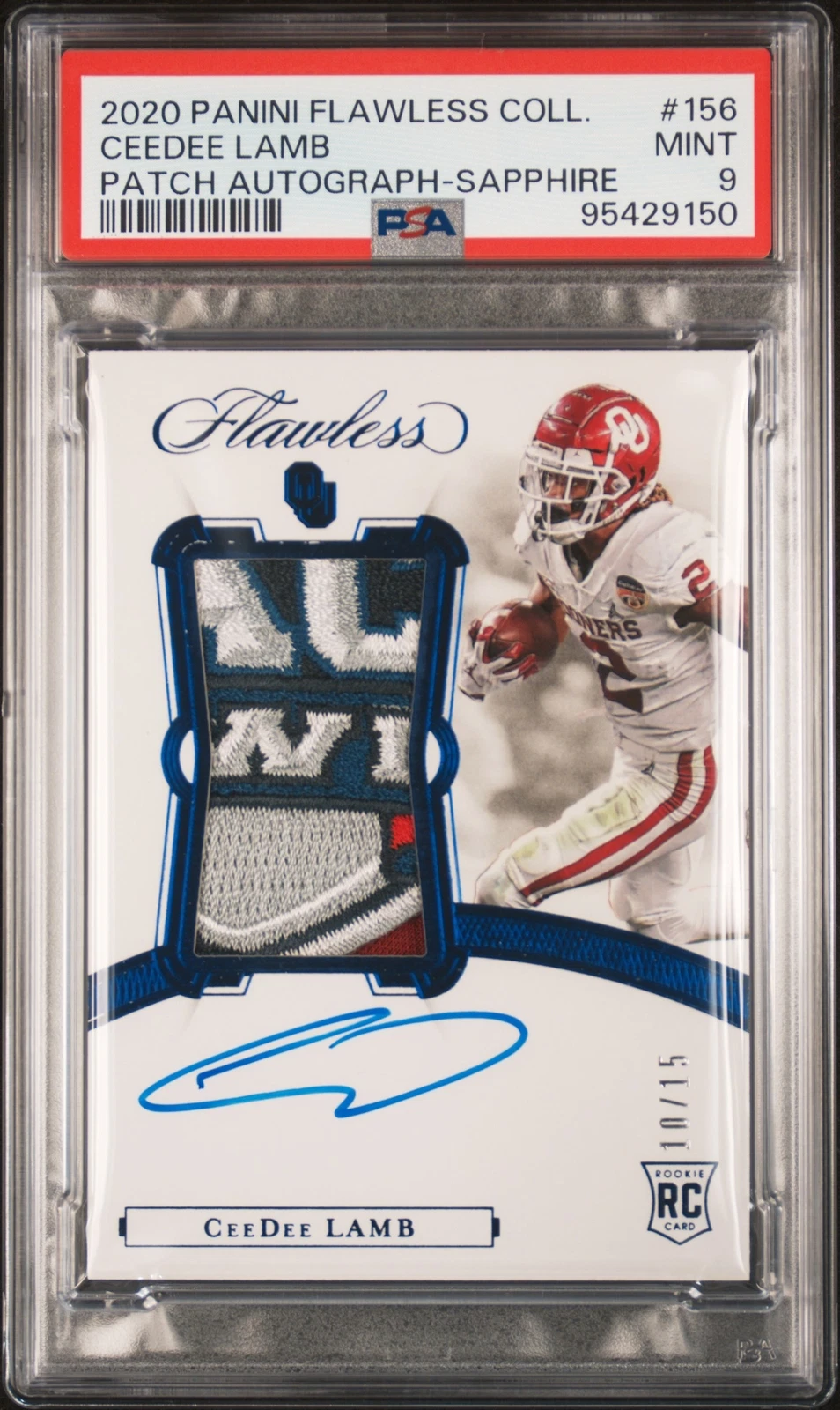 CeeDee Lamb Panini Flawless Collegiate #156 Patch Autograph-Sapphire