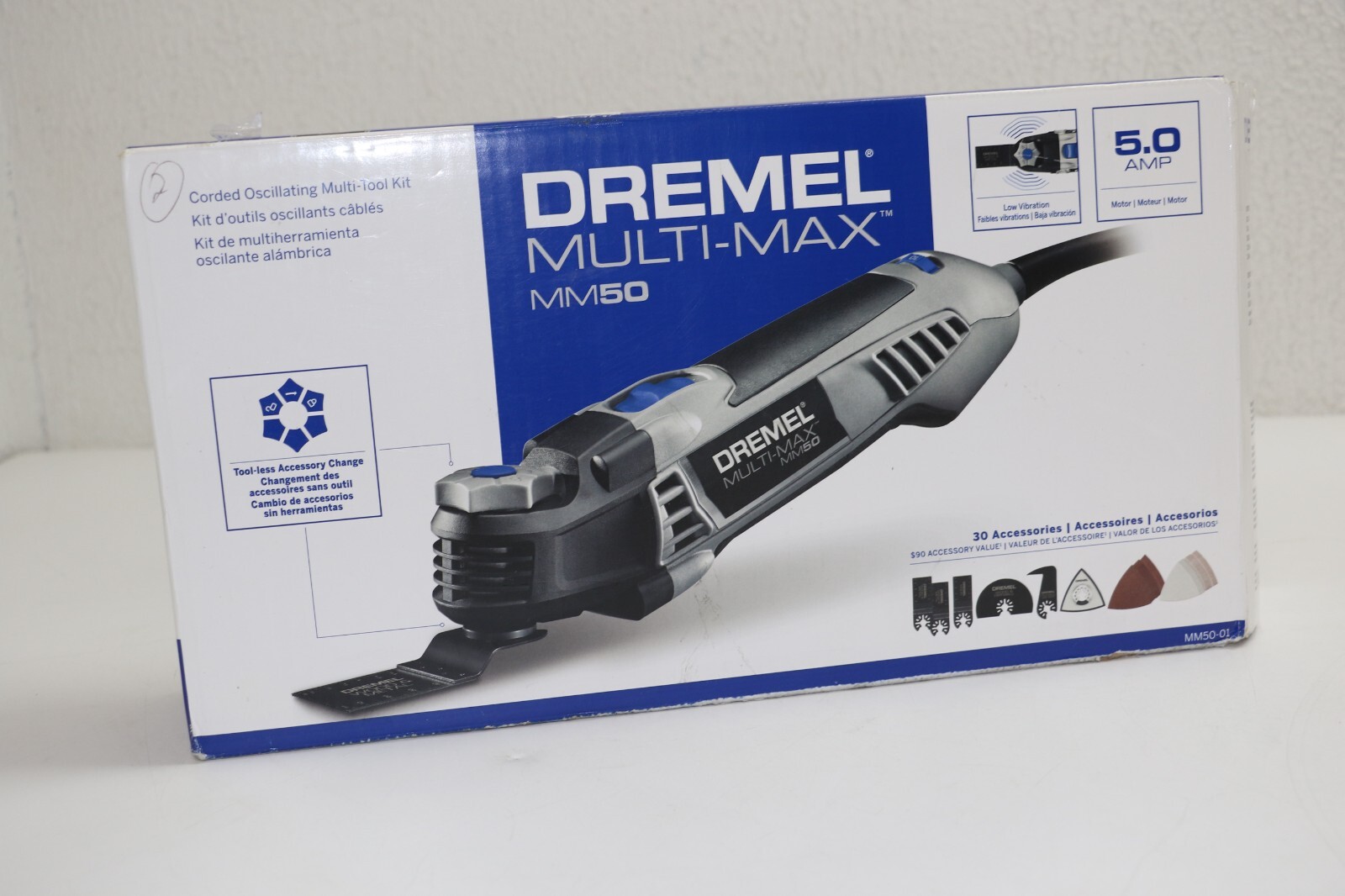 Dremel MM50-DR-RT 5 Amp Corded Oscillating Multi Tool (Renewed) With Accessories - Versatile Cutting, Sanding, Scraping