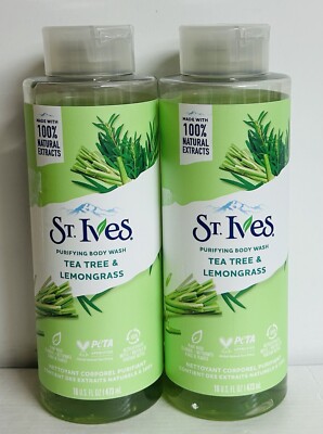 2-Pack St. Ives ~ Tea Tree & Lemongrass Purifying Body Wash 16 fl oz Each