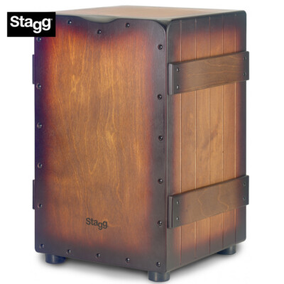 Stagg Standard Size Crate Design Cajon Sunburst Brown Finish CAJ-CRATE-SBB