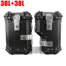 Aluminum Alloy Motorcycle Side Panniers Boxes Saddle Case Storage 38L&38L Black