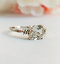 Crystal Quartz Cushion Cut Statement Ring 925 Sterling Silver Anniversary Ring