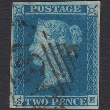 N33_28 GB QV 1841 2d BLUE PLATE 3 SG14-E1(2) SE VFU DUBLIN 186