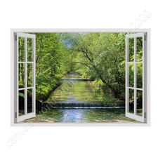 Waterfall by Fake 3D Window | Canvas (Rolled) | Wall art HD painting giclee