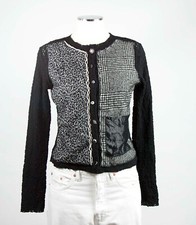 EMAMO Tweed Jacquard Lace  Cardigan Pizzo Elasticizzato Bottoni Gioelli Size M