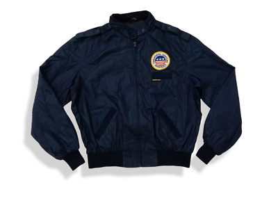 Members Only Mens Zipper Jacket Navy Blue 15/16 Made In Hong Kong
