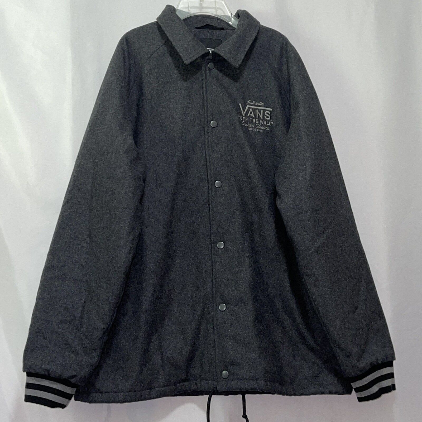 Vans mens large gray coat style E1850 excellent used condition-image