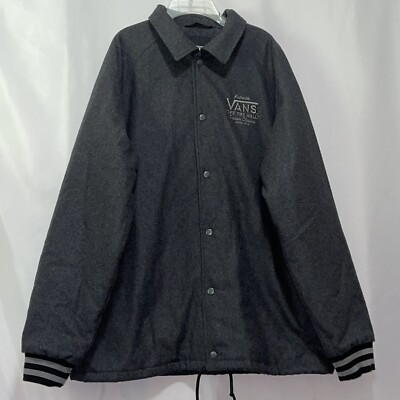 Vans Jacket coat Varsity Style mens size large gray euc e1850