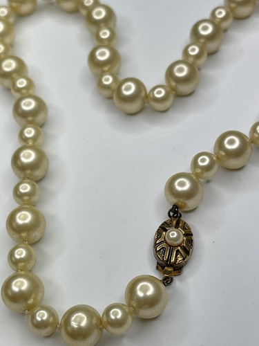 Gargantilla collar de perlas con elegante broche de plata de ley clásico vintage - Imagen 3 de 8