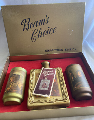 JIM BEAM S CHOICE 1970 s Decanter With 2 Glasses COLLECTOR S Set EDITION (Empty)