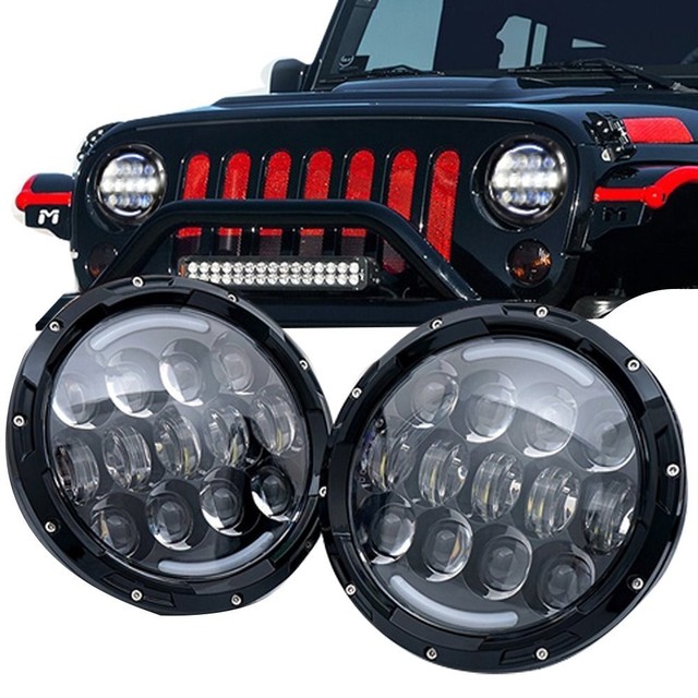 7" Inch Black for Jeep Nissan Patrol MQ GQ Maverick LED Headlights 105w