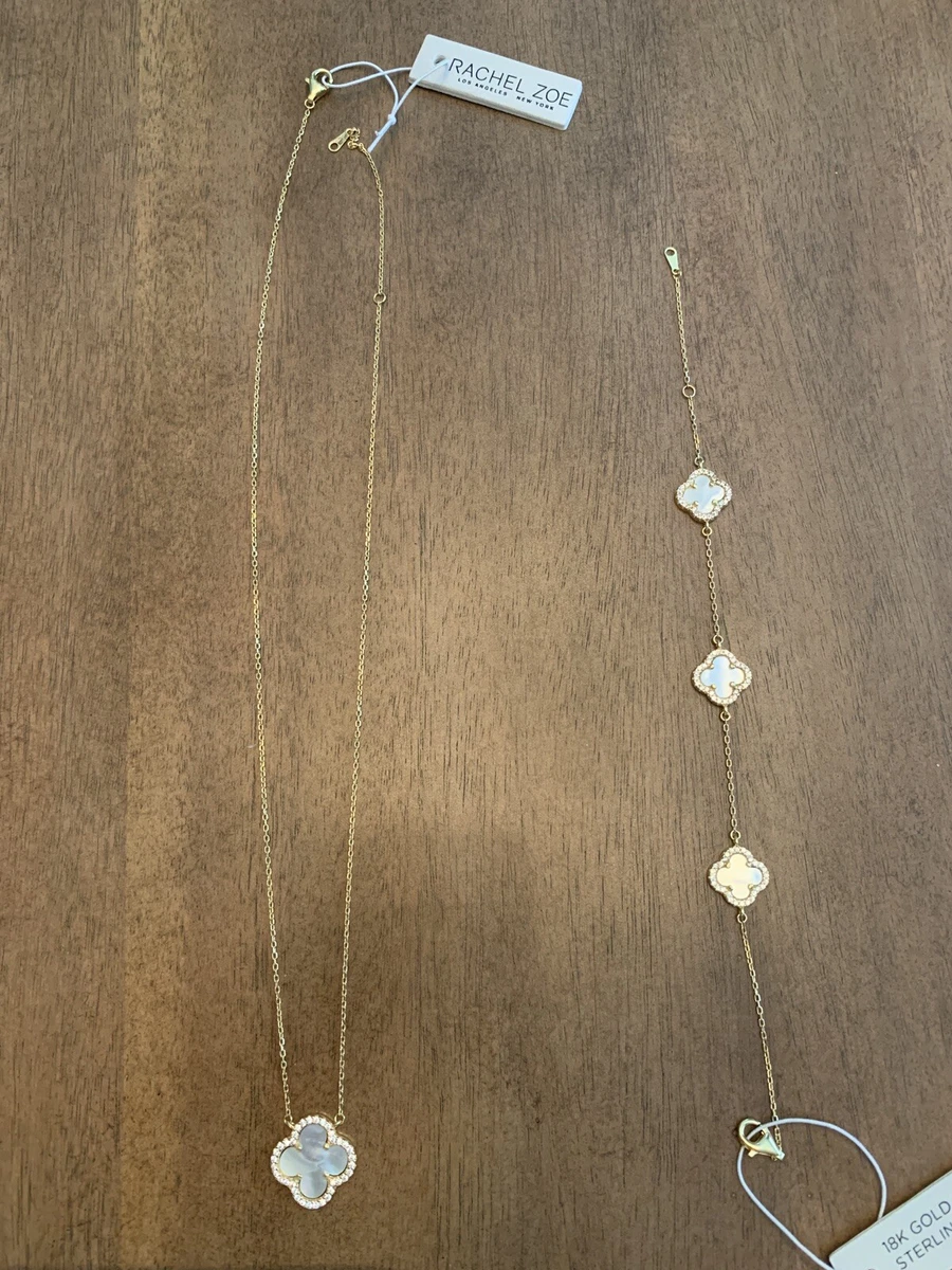 Rachel Zoe White Clover 18K Gold Plated Sterling Silver Bracelet