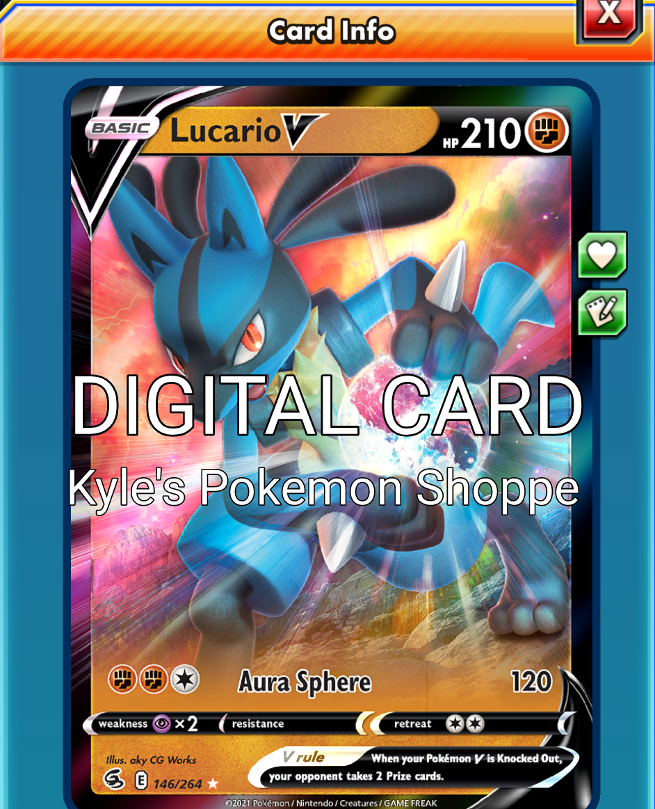 Lucario V Pokemon TCG Online PTCGO 146/264 DIGITAL CARD SENT FAST | eBay
