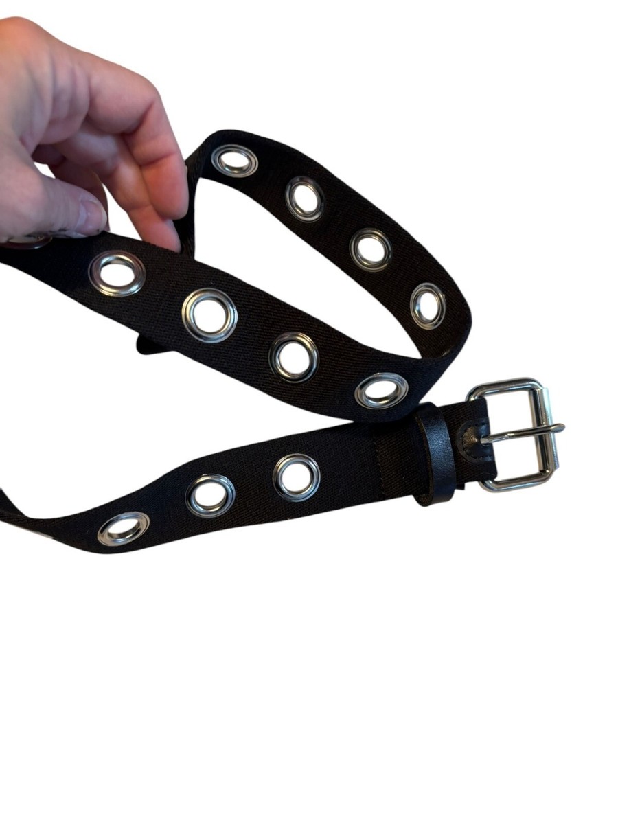 Urban Outfitters Black Canvas Leather Grommet Belt S 40 Inches