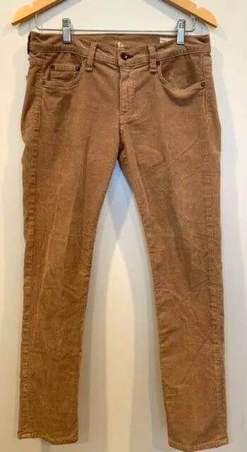 Rag & Bone Women 27 Tan Jean Cut Corduroy Tomboy Skinny Pants Ankle Crop