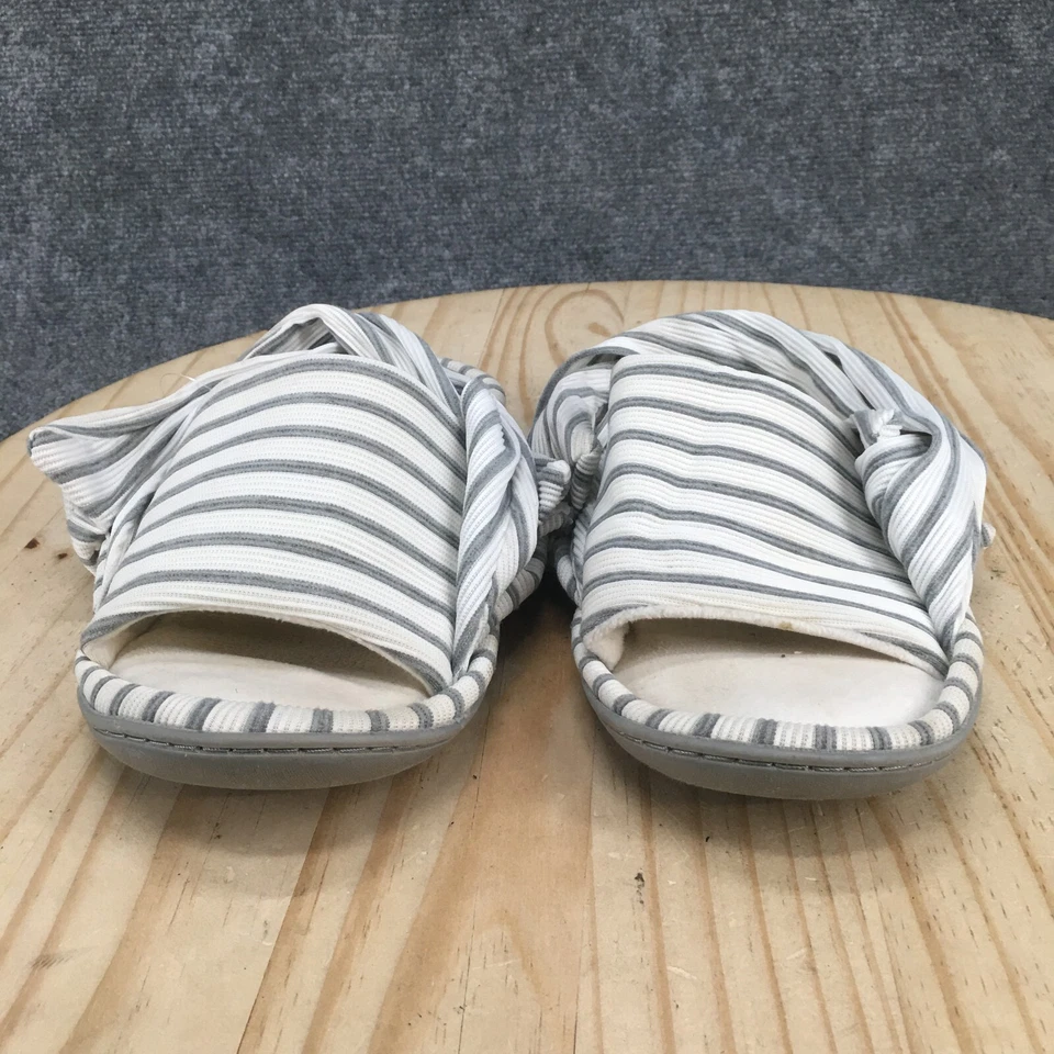 Zapatillas KOOBA para mujer 9,5-10,5 con tira trasera gris a rayas cómodas punta abierta Foto 4 de 4