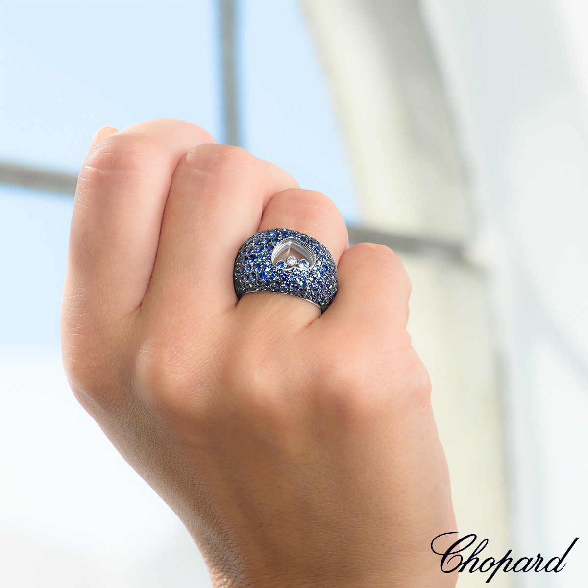 Chopard White Gold Sapphire Diamond Ring 82/7059-1110 RRP
