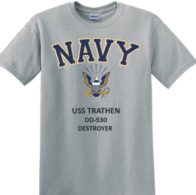 USS TRATHEN *DD-530 *DESTROYER*NAVY EAGLE*T-SHIRT.OFFICIALLY LICENSED