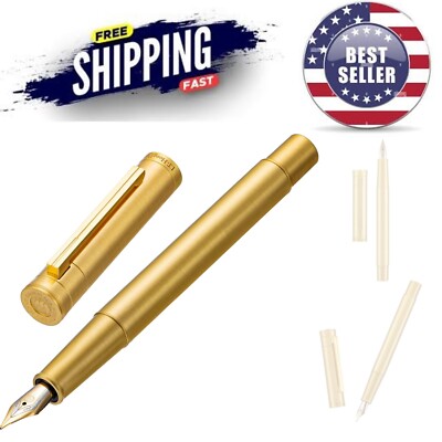 Brass Fountain Pen Extra Fine Nib Classic Style Smooth Writing with Case