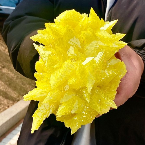 3.41LB Rare yellow sulfur crystal quartz crystal mineral specimen - 第 5/15 張圖片