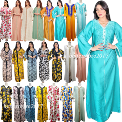 Ramadan Muslim Women Maxi Dress Dubai Abaya Islamic Kaftan Long Party Gown  Robes | eBay