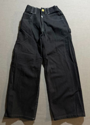 Paco Cargo Pants Boys 6 Black Pocketed Button Skater Youth Kids 20x21 NWOT.