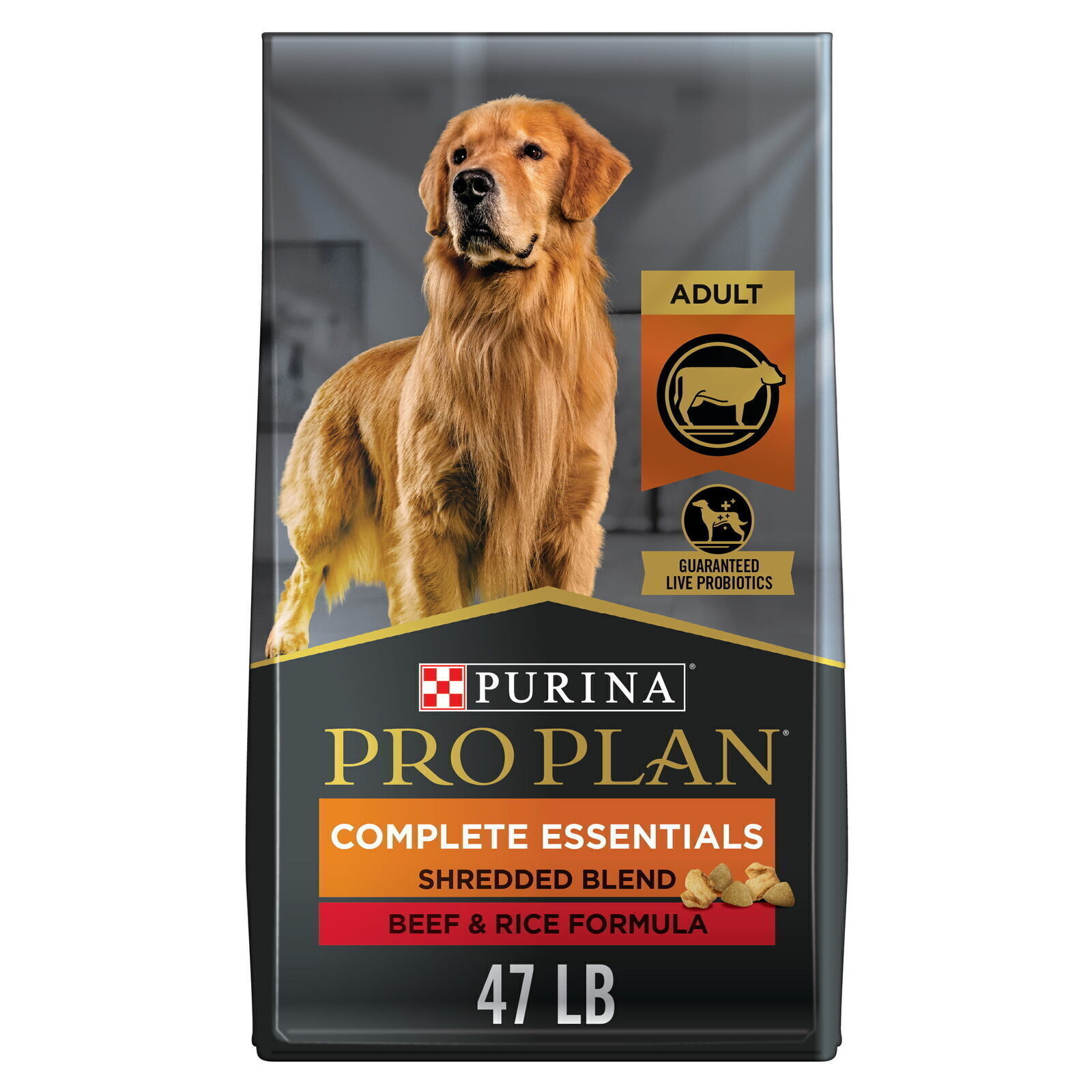 W/ Probiotics Shredded Blend Beef Rice Formula 47 Lb. Bag