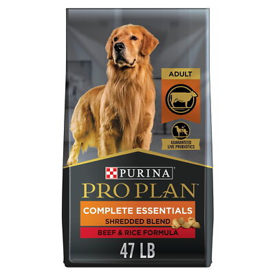 High Protein Dog Food w/ Probiotics Shredded Blend Beef Rice Formula 47 lb. Bag