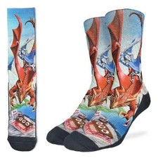 Knight vs Dragon Men's Active Crew Socks Size 8-13 Good Luck Novelty Fashion New