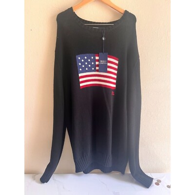 Kith x Polo Ralph Lauren Cotton American Flag Crewneck Black