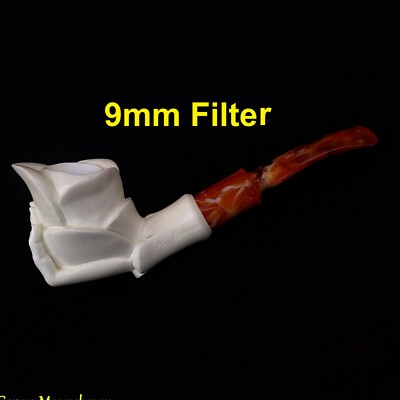 9 mm ROSE IN HAND Block Meerschaumpfeife, Smoking Pipe, Pipa de Tabaco, AGM-356