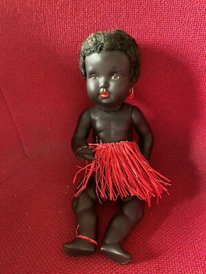 SUPERBE POUPEE ANCIENNE BAIGNEUR CONVERT NANOUMA NOIR EN CELLULOID