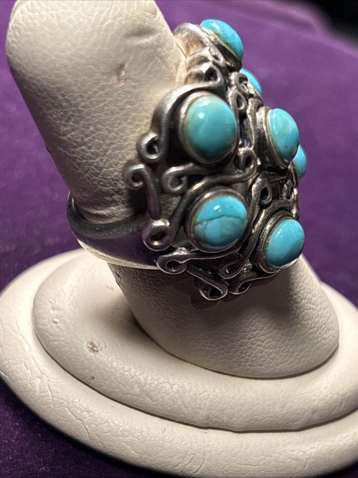Vintage  Turquoise Statement Ring 925 Sterling Si… - image 4