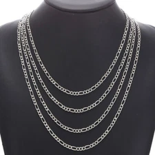 5mm 16-30" Silver Stainless Steel Figaro Chain Necklace Choker Men Women Jewelry