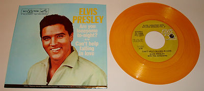 ELVIS PRESLEY~ ARE YOU LONESOME TONIGHT ~ GOLD COLORED 45 WITH PICTURE ...