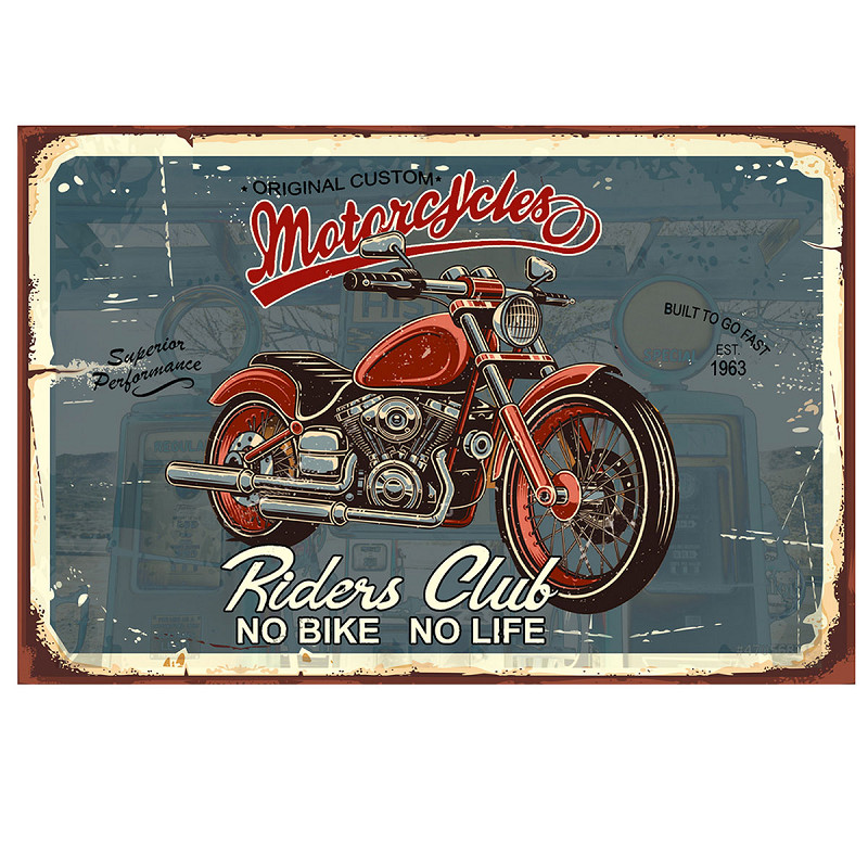 Plaque métal plane 60 x 40 cm Motorcycles pour ambiance bistrot vintage